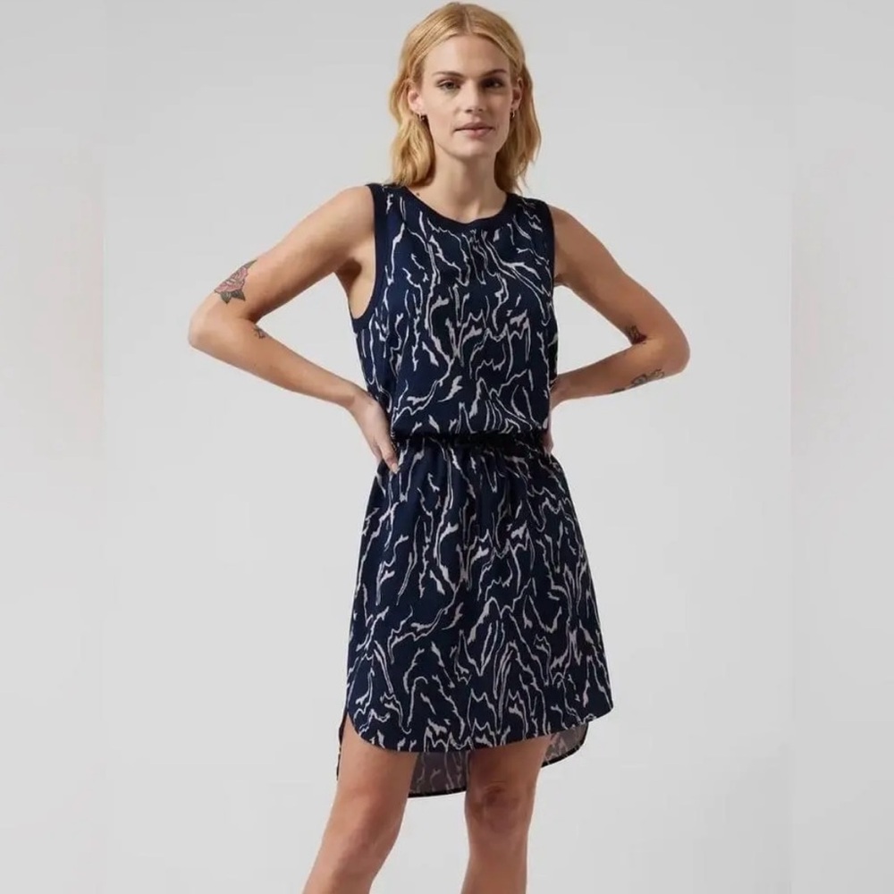 Athleta Rincon Printed Navy Blue dress